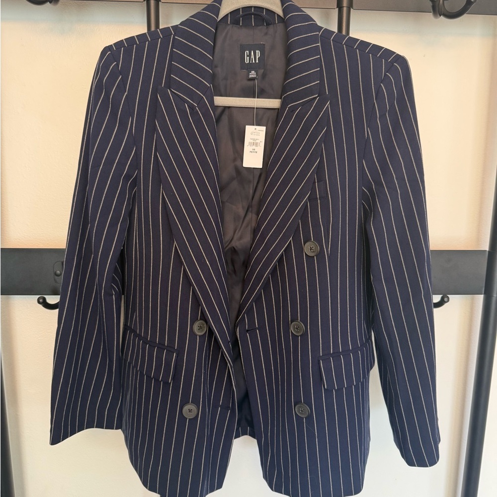 GAP Blue and White Pinstriped Blazer